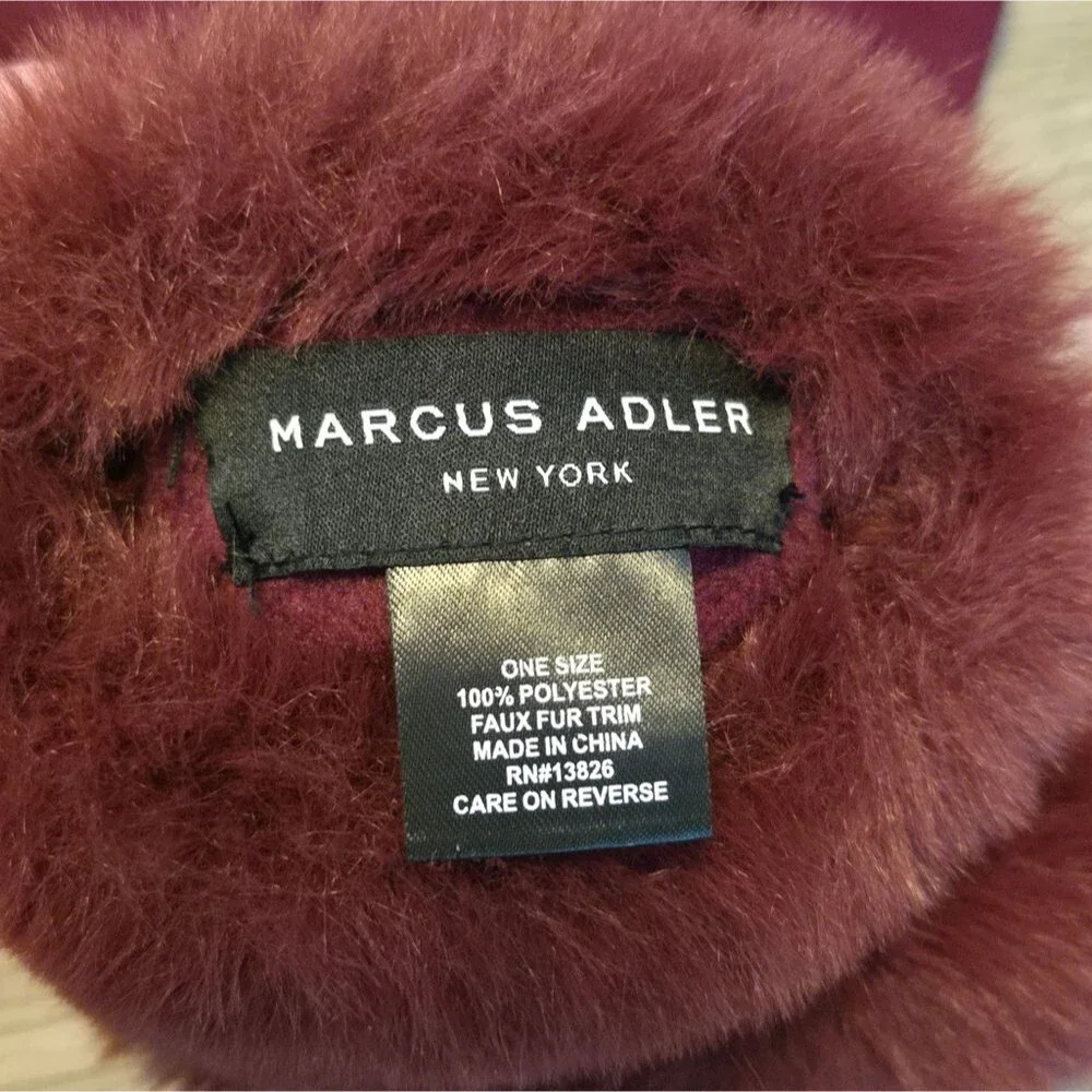 Marcus Adler Burgundy Touchscreen Gloves Faux Fur Trim Winter Soft Elegant